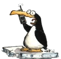 A piguin who is phoning